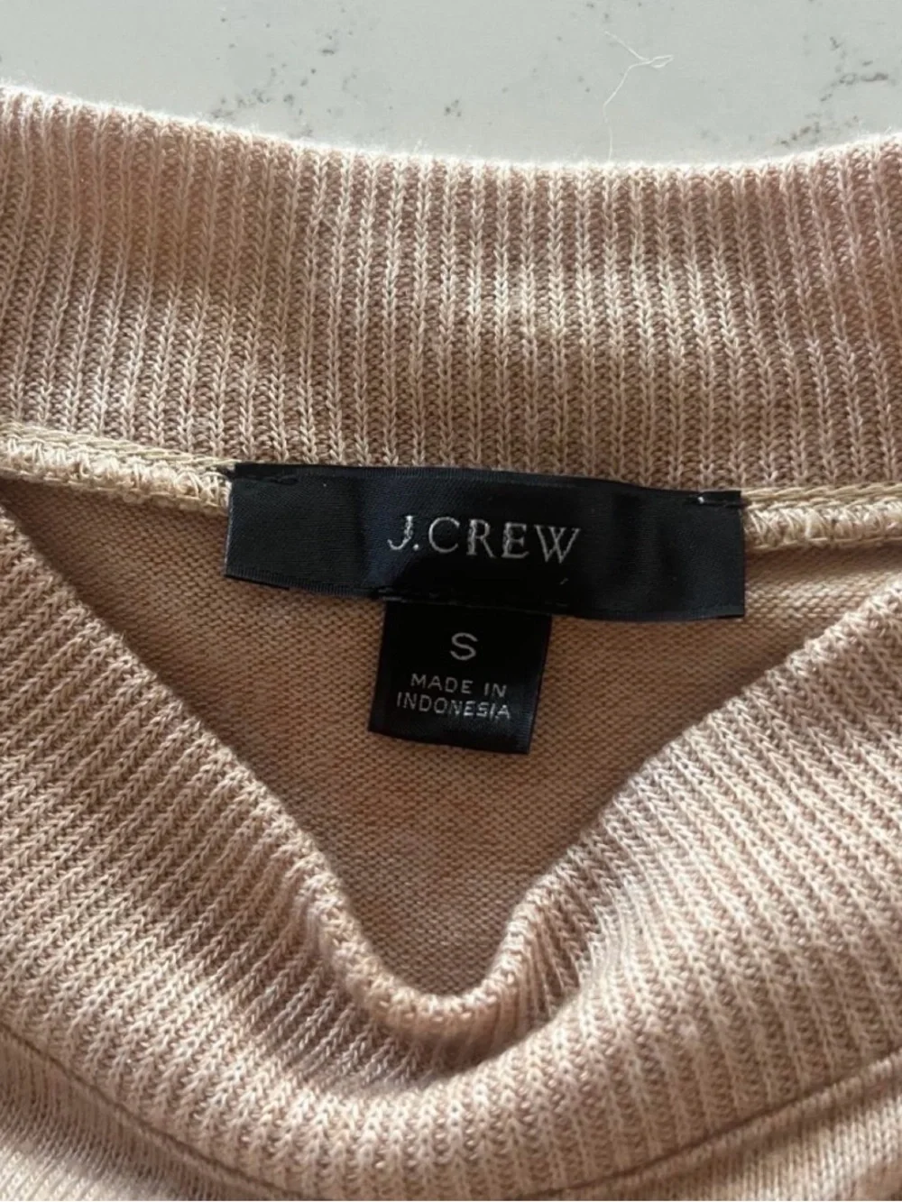 J. Crew Beige Ribbed Crewneck Sweater
